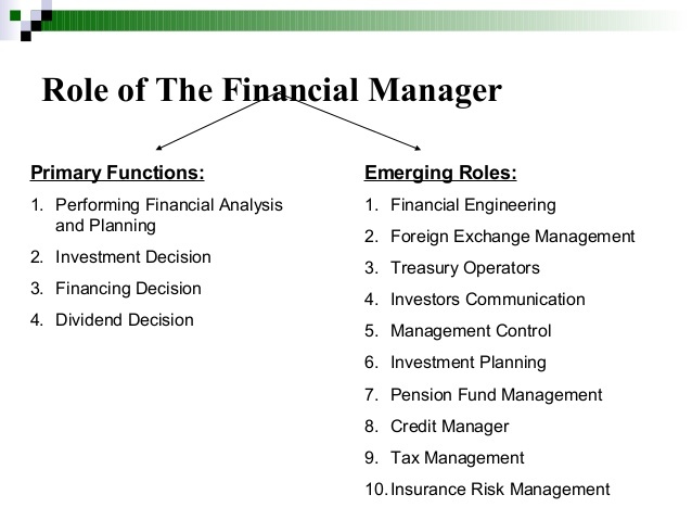 Finance Manager Responsibilities List / 5 Key Project Manager Responsibilities Duties The Digital Project Manager - Basic function the functions of the finance manager position can be considered identical to a treasurer position, or as a light treasurer who has additional analysis responsibilities that include support of the management team in a variety of operational decisions.